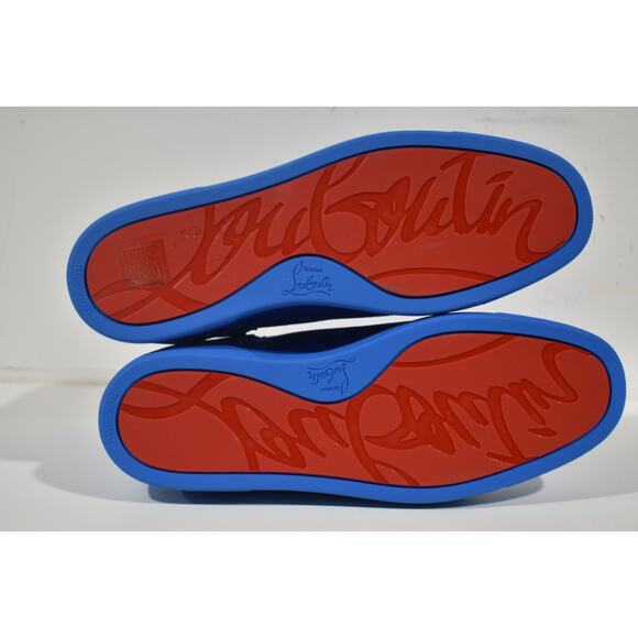 Christian Louboutin Louis Orlato Flat Alize Blue Suede High Top Sneaker 43 10 - Picture 8 of 8